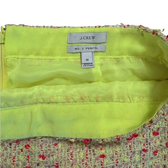 J.Crew No. 2 Pencil Skirt in Neon Yellow and Pink Tweed - Picture 6 of 7